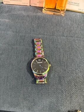 Brand new Multicolor Iridescent Metal Bracelet Watch with Black Dial